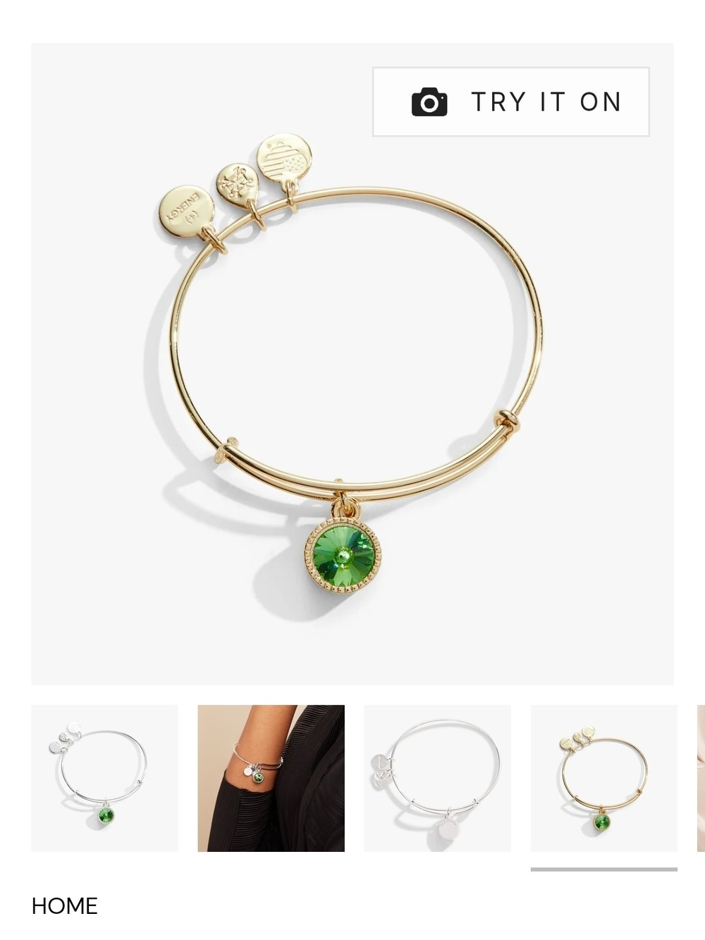 Alex and Ani Gold Bangle with Peridot Birthstone